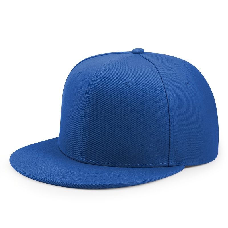 TEMU Personalized Embroidery Customization Name Text Classic Snapback Hat Hip Hop Style Flat Bill Blank Solid Color Adjustable Size