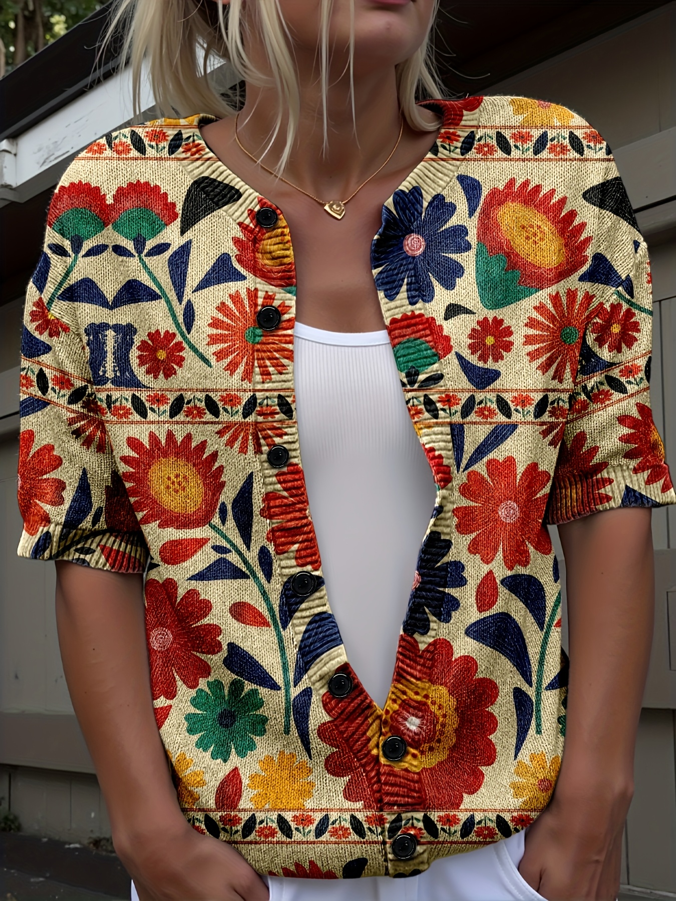 boho strickjacke blumenmuster damen leicht atmungsaktiv Temu Austria