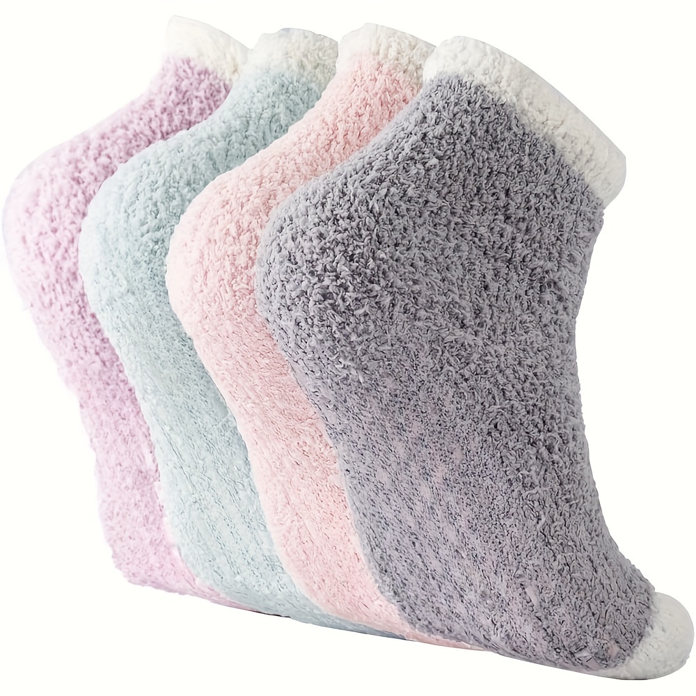 

4 Pairs Non Slip Socks Hospital Socks With Grips For Women Grip Socks For Women Socks With Grips For Women Slipper Socks