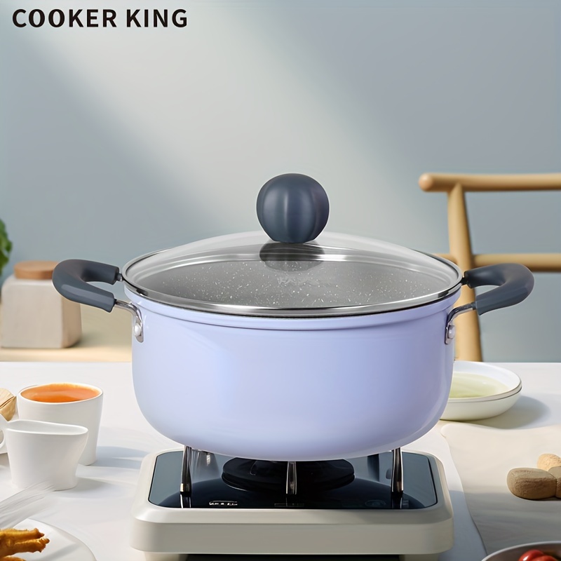 

COOKER KING 8.66" Casserole Antiadhésive avec Couvercle en Verre - PTFE & , Poignée Résistante à la Chaleur, pour Induction, Convient à Toutes les Plaques de Cuisson, Casseroles pour