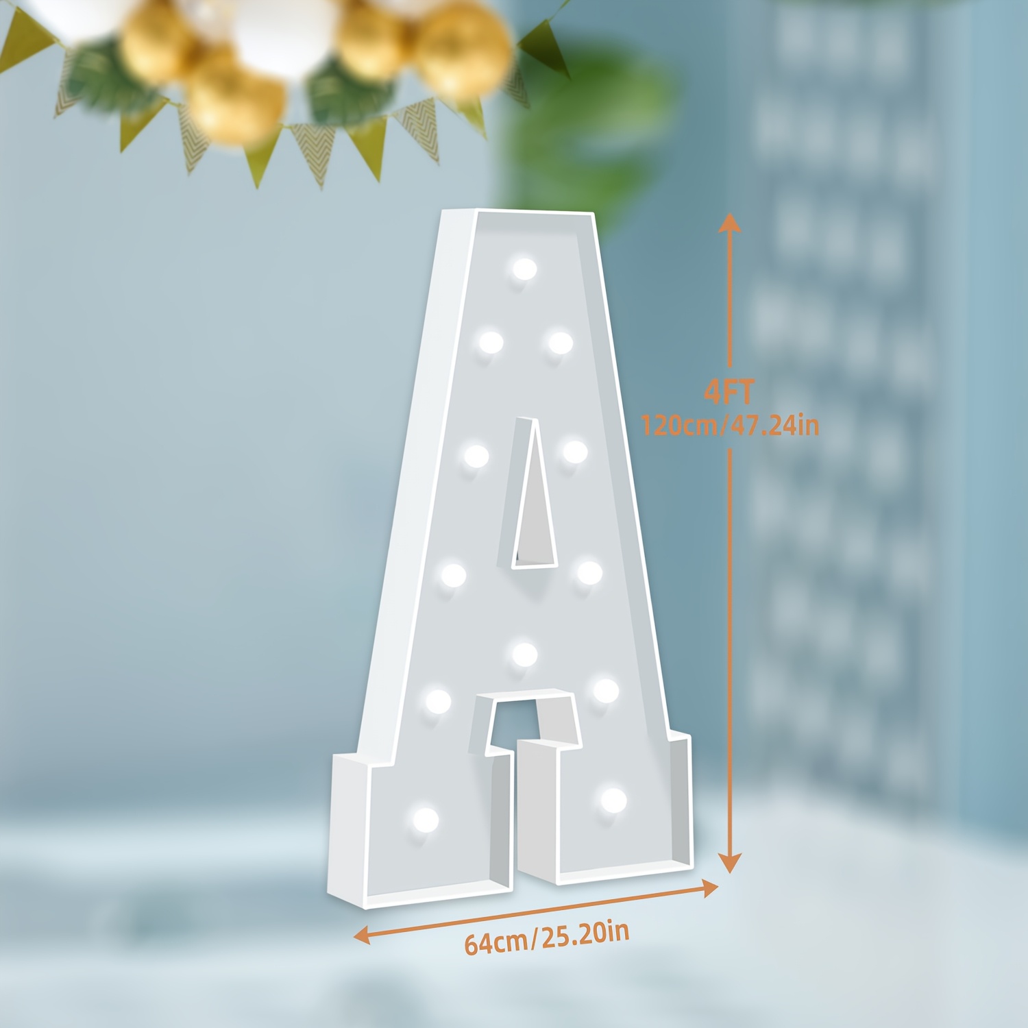TEMU 1pc Large Marquee Light Up Letters - 4ft/120cm Tall, Cold White Led , Easy Assembly Foam Board Construction - Battery-powered (aa Not Included)