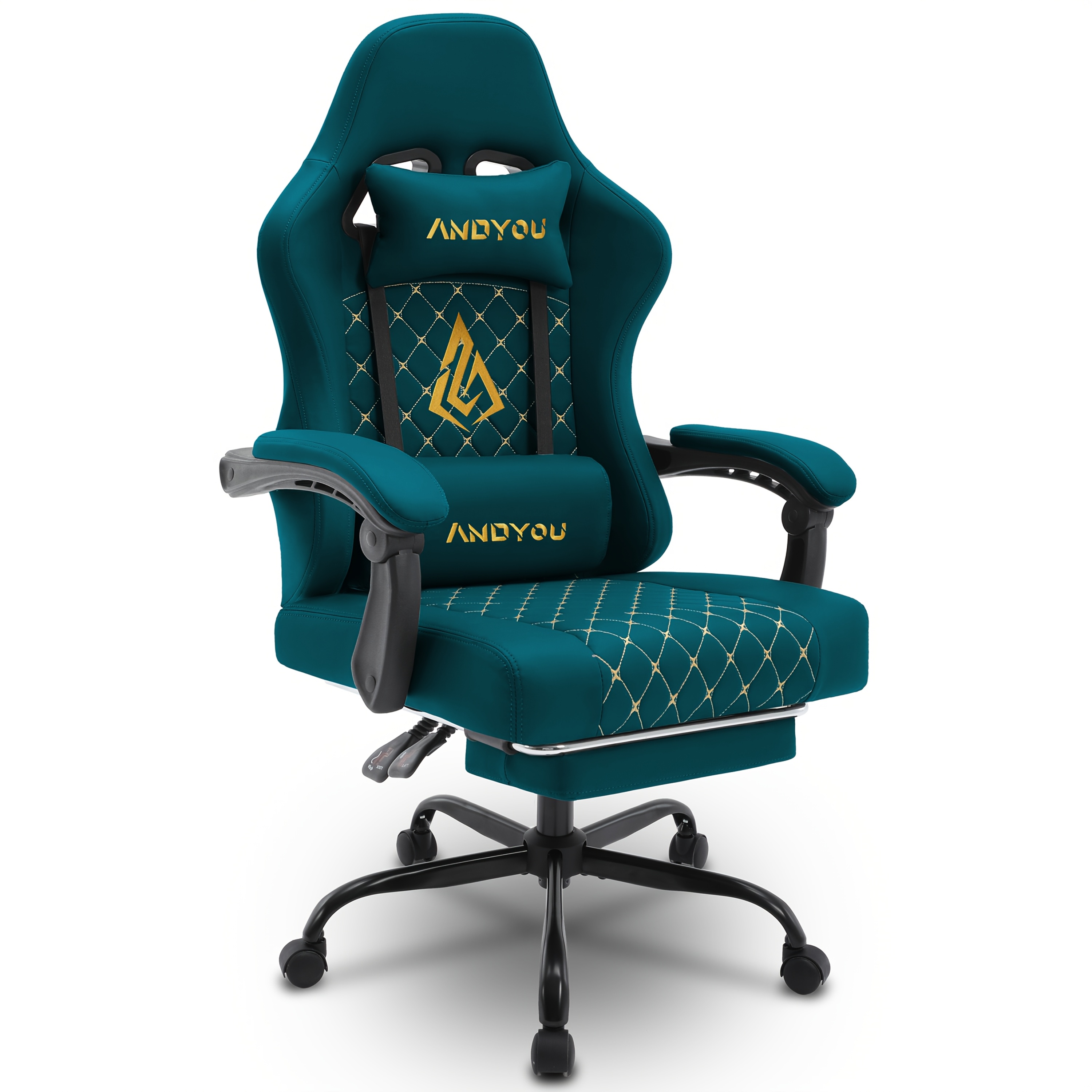 Andyou Gaming Chair With Footrest, Ergonomic Computer Chair For , Adjustable Swivel Task Chair With Lumbar Support, From Durable Pu Leather