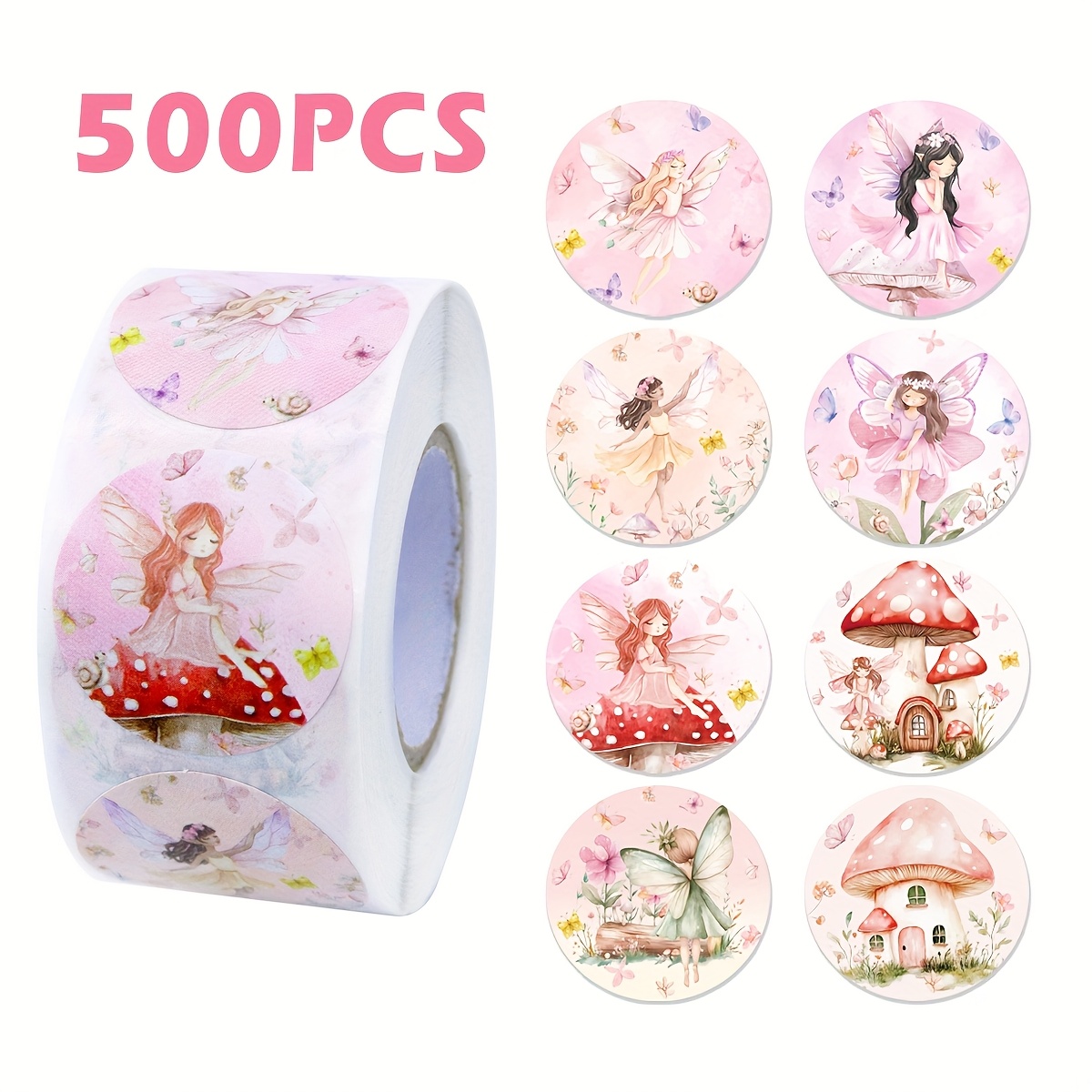 Image of 500pcs Elegant Flower Fairy Birthday Theme Stickers, Suitable For Gift Bag And Gift Box Decoration, Party Decorations