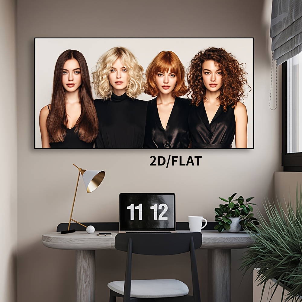 TEMU 1pc Unframed 2d/flat Vibrant Hair Salon Canvas Wall Art, Horizontal Wall Art For Living Room, Bedroom, Office, Cafe, Gym, Home Decor, Ideal Gift
