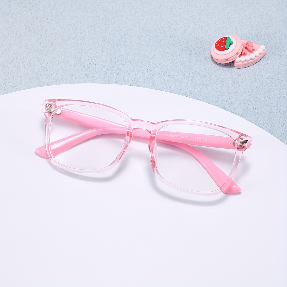 

Lunettes à Monture Carrée pour Jeunes Chic - Rose Transparent, Matériau TR, Cadeau pour Garçons & Filles