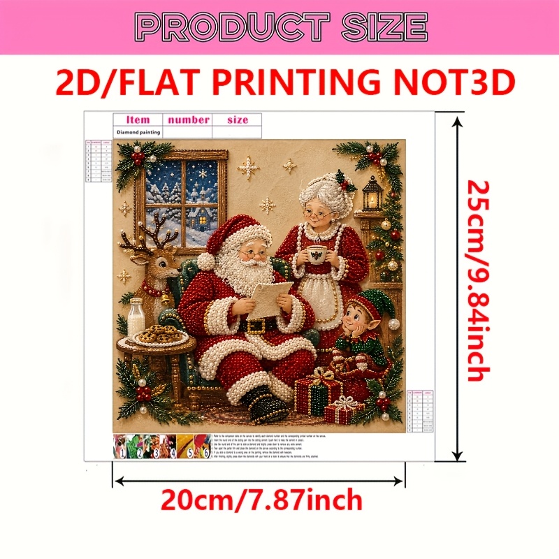 TEMU 2d Flat Printing Painting Kit, Christmas Theme, With And Pearl Drill Bag, Full Set Of Additions For Home Walls, Office, Kitchen, Bedroom, Living