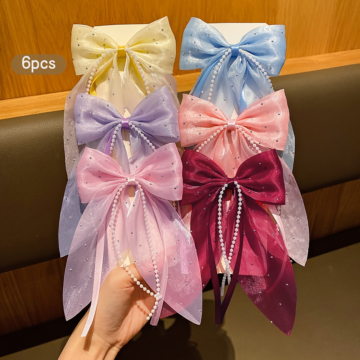 6 12pcs colorful fabric bow hair clips - Temu