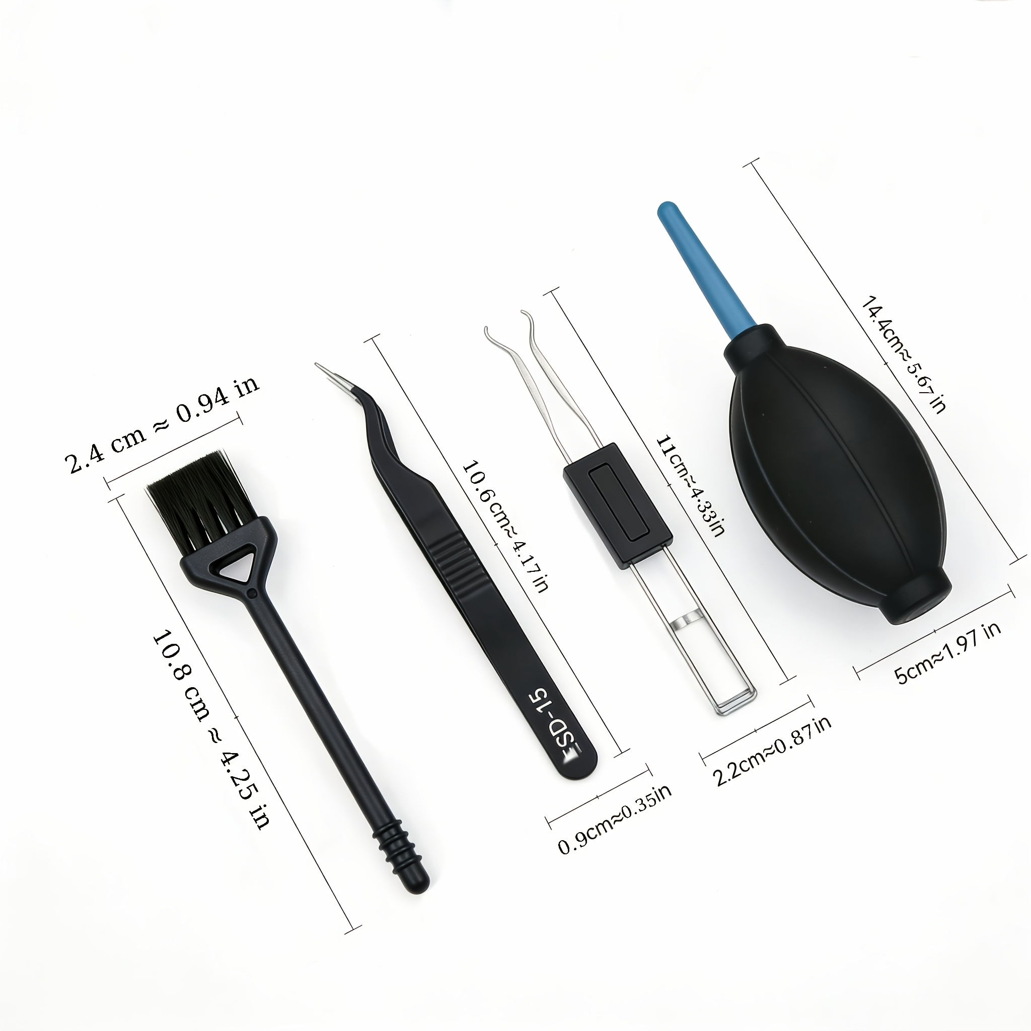 TEMU Kit de nettoyage de clavier professionnel 4-en-1, souffleur d'air puissant, brosse de nettoyage de fentes, extracteur de touches et pince à
