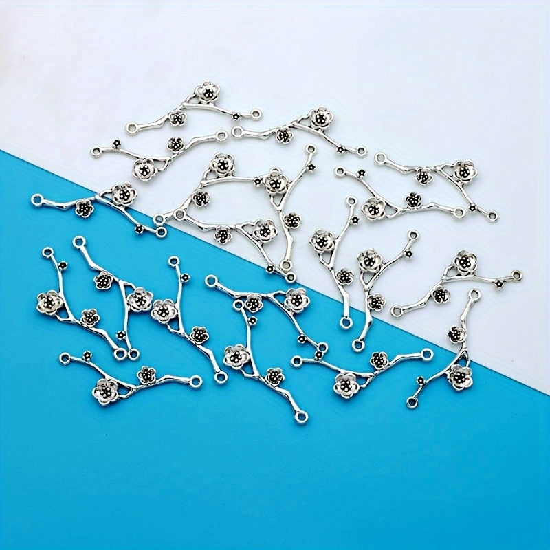 20pcs Hollow Flowers Connectors Charm Pendant Flower Charms Antique Silvery Plated Small Business Supplies Alloy Plated Flower Pendant Charms Making Necklace/earrings Pendant For