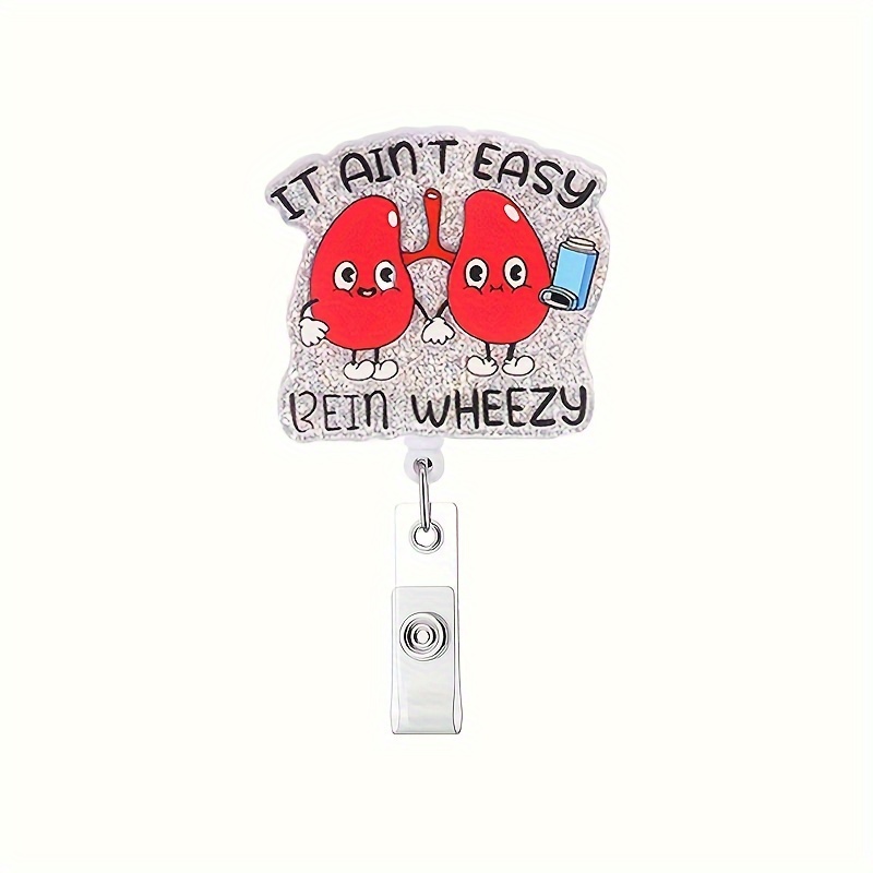 

1pc Retractable Badge Reel With Fun Lung Design, Abs Material, "it Ain't Easy Bein' " Motivational Badge Holder, English Language, Professional Gift For Nurses And Doctors