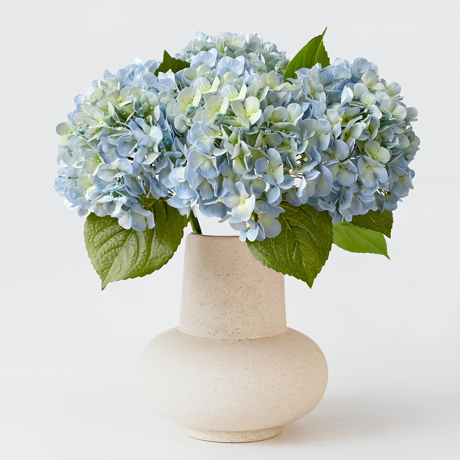 

3pcs Elegant Light Blue Hydrangea Artificial Bouquet - Lifelike Fabric Flowers With Stems For Diy Spring Decor, Weddings & Engagements, Table Centerpieces, Flower Decorations