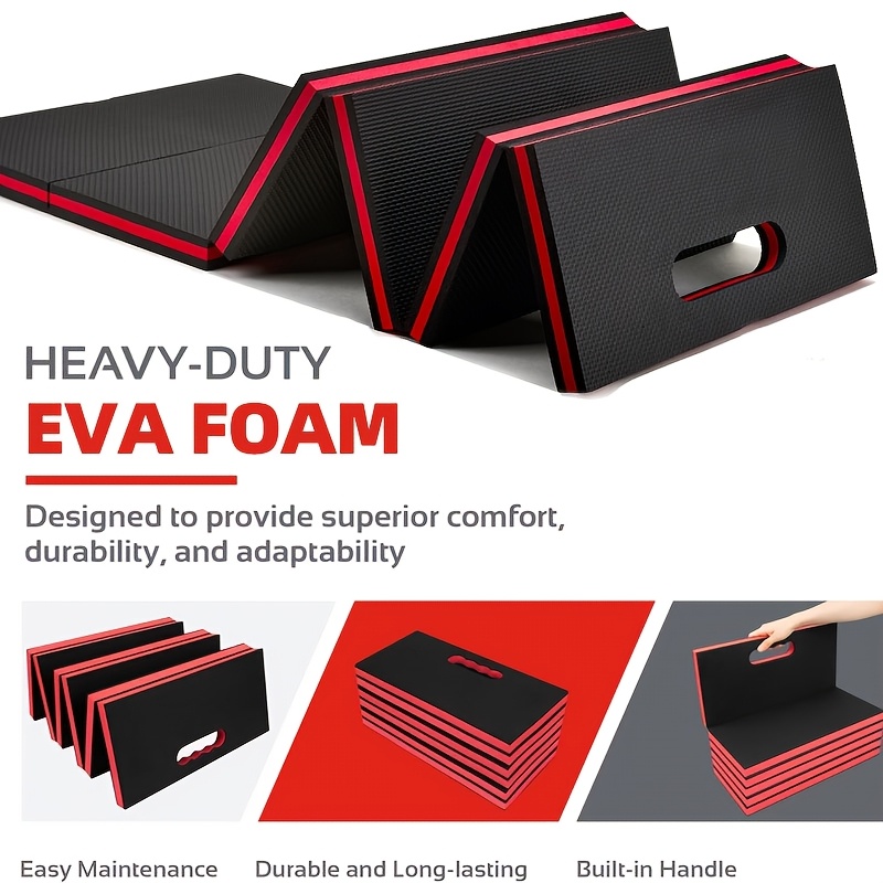 Mechanic Work Mat – Foldable EVA Foam Kneeling Pad 45 X 15.6 X 1 Inch For Garage, Gardening, Camping, Yoga (Red/Black)