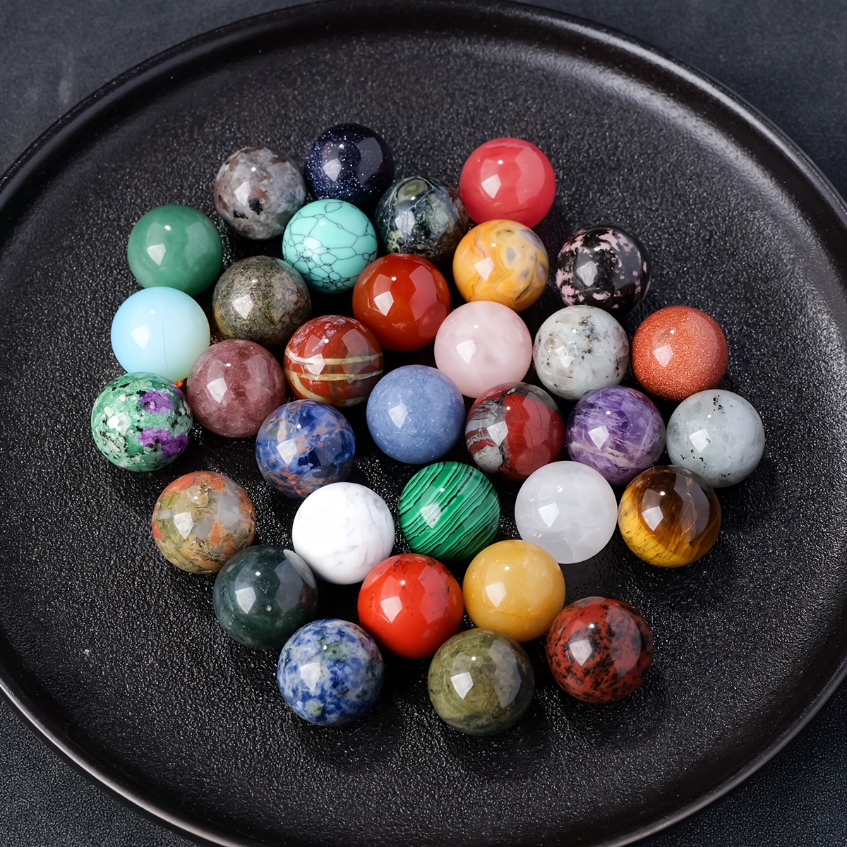 7 Pcs Natural Yellow Jade Crystal Sphere Ball,0.78 Inchs Feng