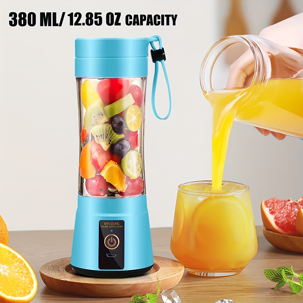 12.85 Oz Rechargeable Portable Blender Cup, Electric USB Juicer Blender, Mini Blender for Shakes And Smoothies, Juice, 380Ml, Six Blades Perfect for Mixing, Easy to Clean, Great for Travel, Office, Picnic - Fresh Juices Anywhere
