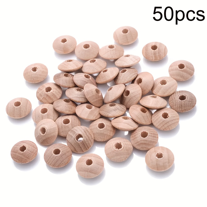 Image of 50pcs Of 6x13 Mm Wood Large Hole Abacus Beads For Jewelry Making - Wood Spacer Beads, Ufo-shaped Solid Wood Beads Suitable For Craft Projects (beads)