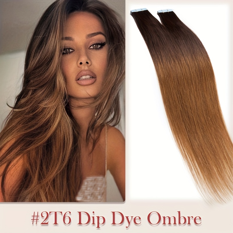 20pcs Real Human Hair Tape In Hair Extensions - 14 Inch Straight Double-sided Tape-ins With , Clip-free Salon-quality Volume & Shine For Women ( Hair Color)