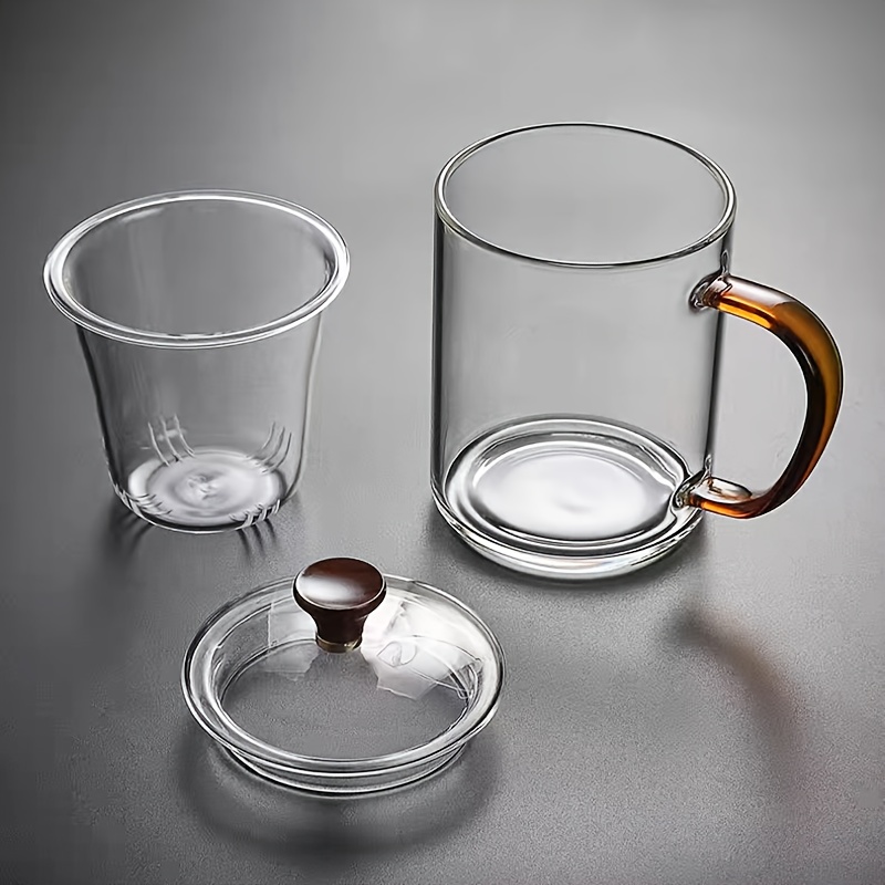 E-shop Elegante Glasteetasse mit Glasdeckel Filter, hitzebeständige transparente Teetasse für hellen Kaffee, Sommergetränke | Teekannentasse,