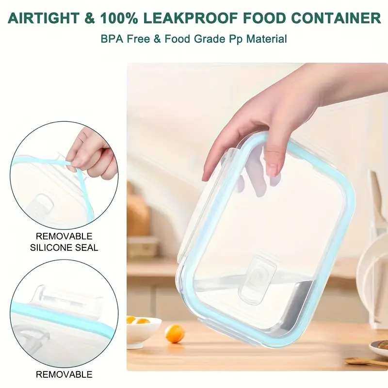 1pc borosilicate glass lunch box with lid microwave dishwasher safe rectangular food storage container for students office workers meal prep leak proof stackable oven safe freezer friendly Product details 2