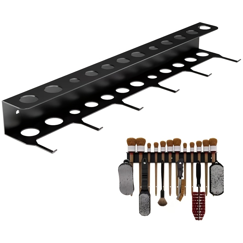 TEMU Wall-mounted Brush Holder And Tool Hanger, Suitable For Garages, Detailed Organization Storage Rack, Tool Storage Shelf, Storage Racks
