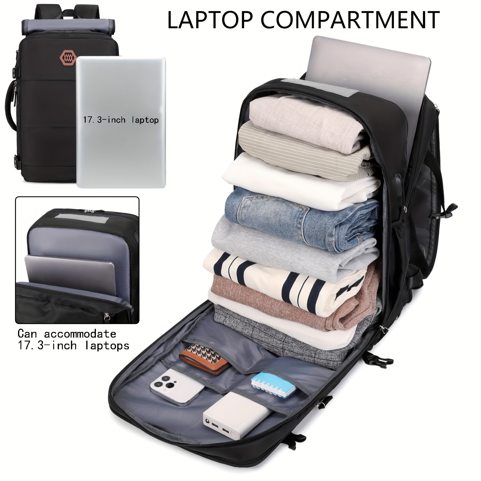 Mochila para portátil, mochila de mano, bolsa de viaje grande con compartimento para zapatos, mochila para libros de computadora para la universidad, viajes, trabajo
