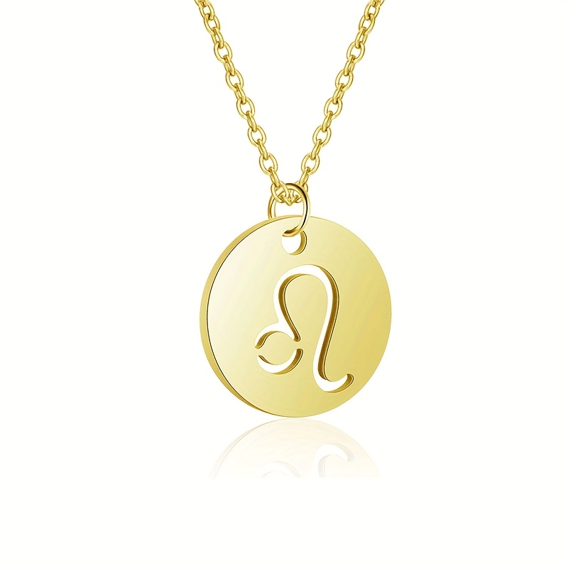 Vintage Zodiac Pendant Necklace Stainless Steel Chain Twelve Constellations