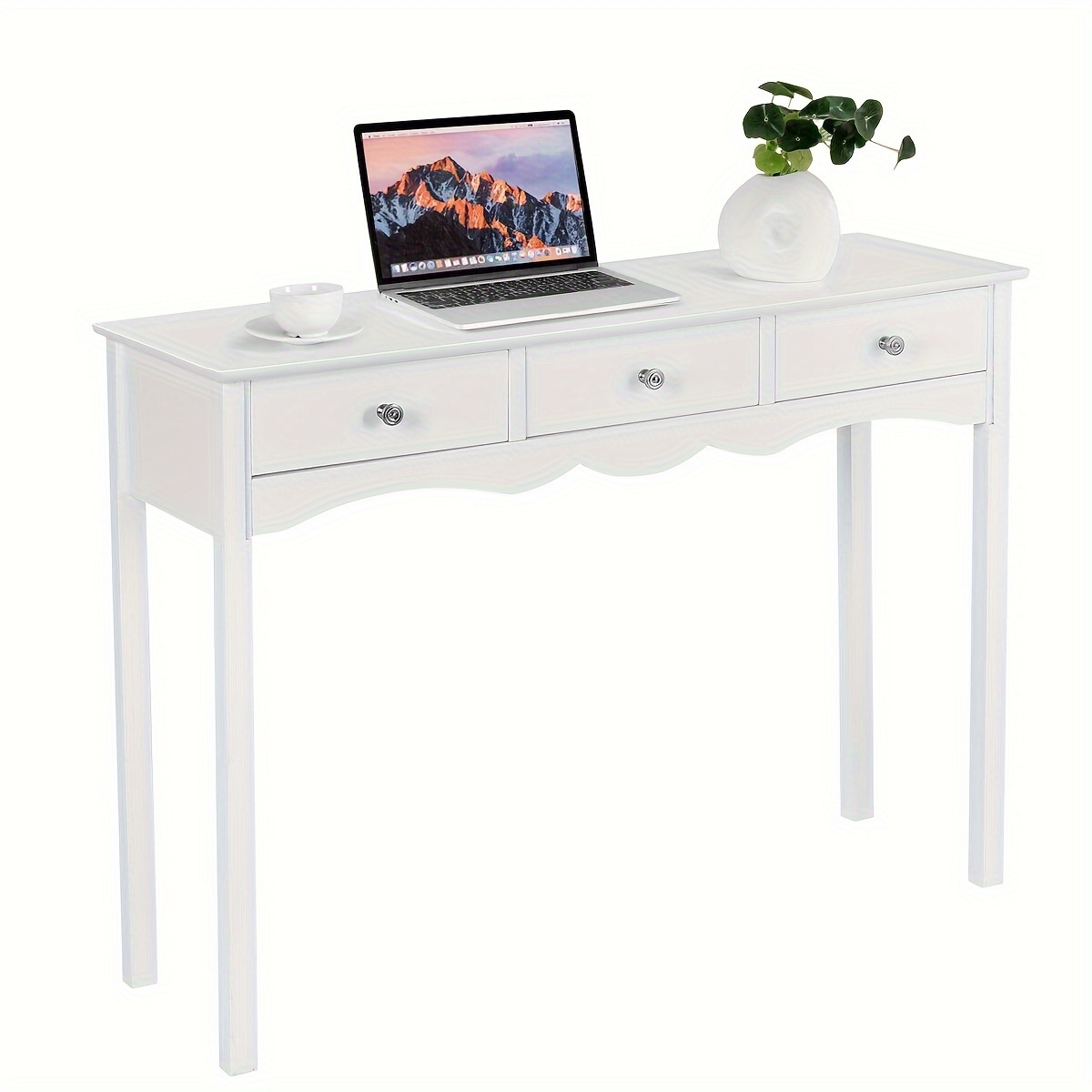 

1pc Console Table, Hall Table, Side Table With 3 Drawers, Entryway Desk, Accent Table For Living Room, Bedroom, Entryway, Multifunctional Usage Accent Hall Table, White