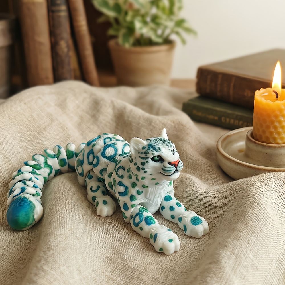 A White Leopard With Colors, Suitable As A Home Decor Ornament