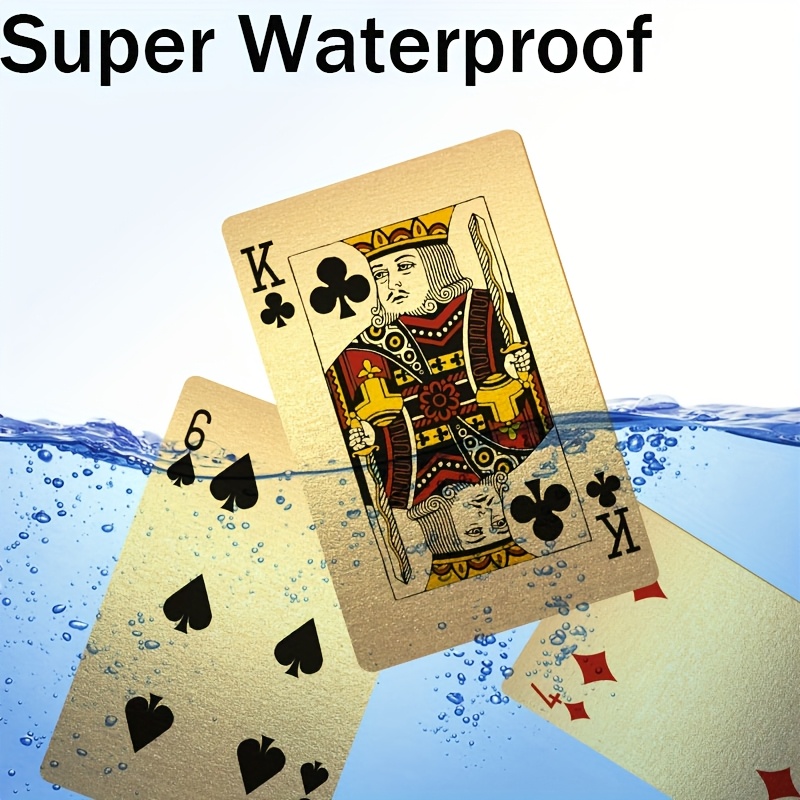 4 Decks Waterproof Playing Cards, Plastic Golden Foil Playing Card, Standard Poker Cards, 4 Colors Cool Games Gifts for Adults Family Party And Game (Golden Black K-word Constellation)