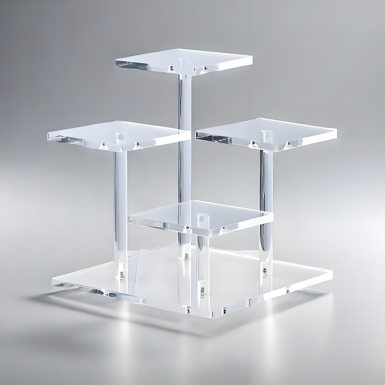 

1pc Modern Transparent Acrylic Display Stand - 4-tier Square Detachable Shelves For Spices, Figurines, Blind Boxes, And Jewelry , Contemporary Style, No Electricity Needed