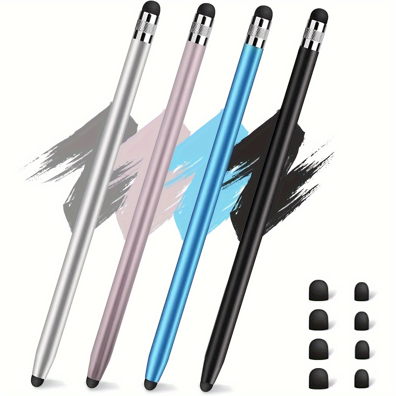 

4-pack Stylus Pens For Touch Screens, Dual-tip Universal Compatibility, No Battery Required, High Sensitivity Precision Pencil For Air 2, , Android Tablets - Screw Cap Design