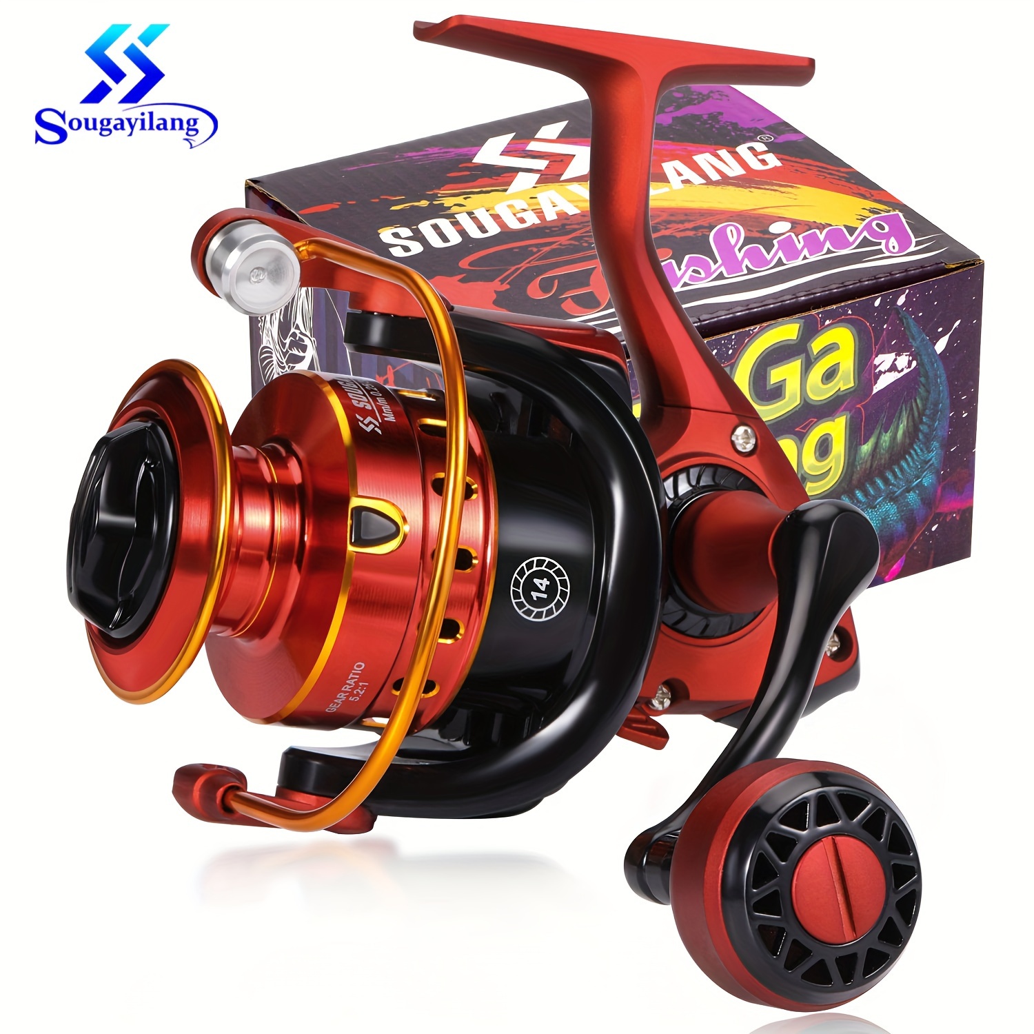 Sougayilang Fishing Reel 10000 Series 4.6:1 Gear Ratio Spinning Reel Max  Drag 25Kg with Metal Body Smooth Carp Reels Pesca