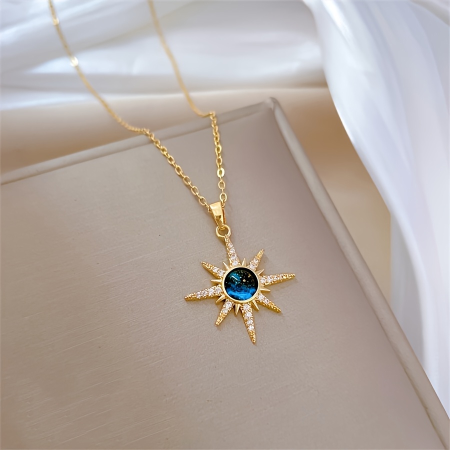 

2pcs Fashion Star Pendant, Elegant Cubic Necklace, Perfect Gift For Wife And Daughter, Anniversary Birthday Party Accessory, Goldene, Synthetic Zirconia