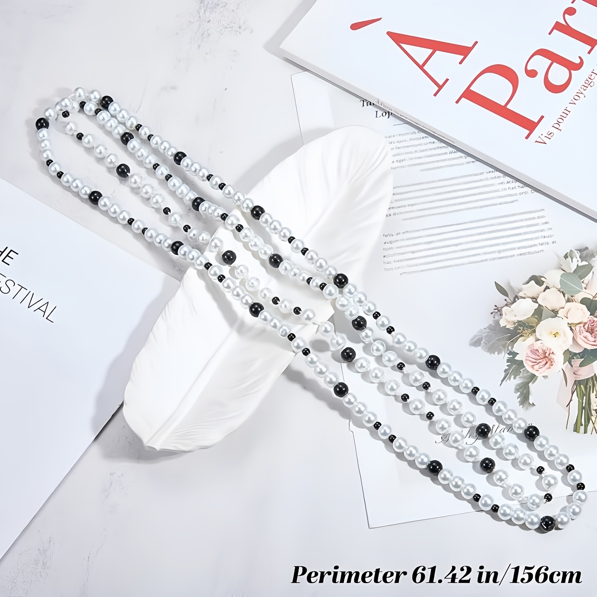 Large & Small Double-Layer Black & White Color-Blocked Choker Necklace