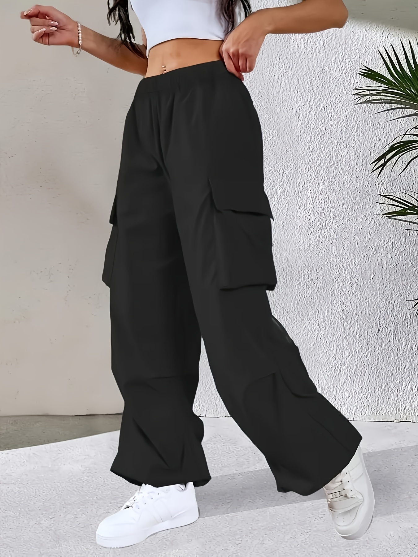 Women's Lightweight Cargo Pants - Y2K Parachute Pants With Multiple Pockets For Hiking & Streetwear