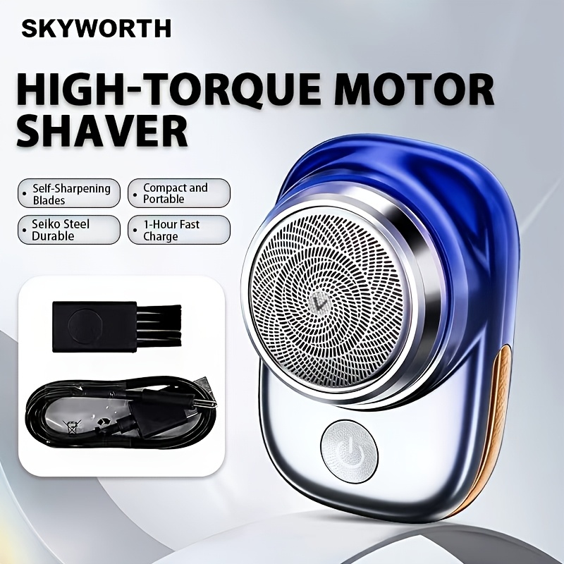 TEMU Skyworth Shaver, In Multiple Colors, Quiet Motor, Floating Curved , 1-hour Long-lasting . Palm-sized Mini Design, Suitable For Camping, Business