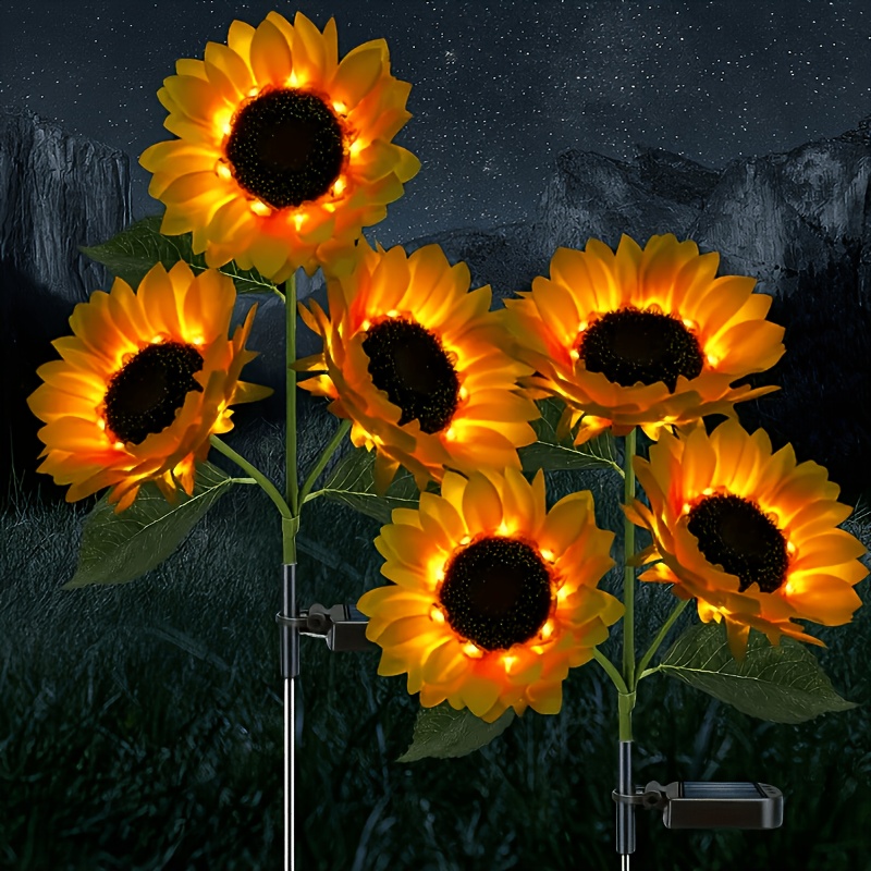 solar powered led sunflower garden lights realistic night glowing for decoration of courtyards lawns homes patios and   energy saving outdoor lighting garden lighting decorative solar lights solar garden lights