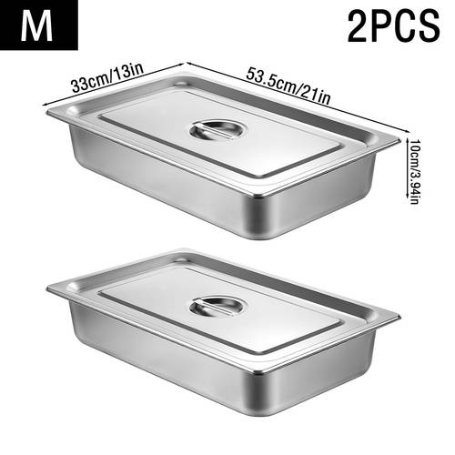 1 2pcs stainless steel hotel pan extra large size 1 1 size with lid durable and easy to clean commercial buffet tray suitable for buffet canteen banquet etc cooking