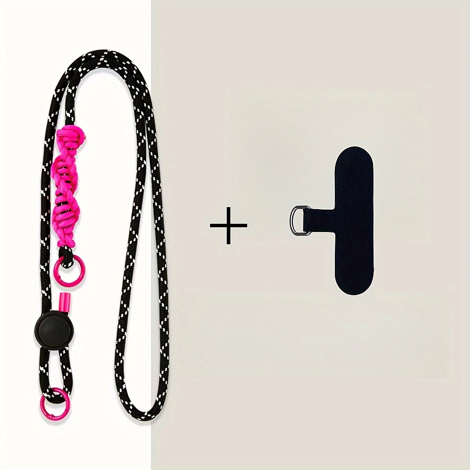 1pc Trendy And Personalized Colored Woven Nylon Phone Strap, Extended Crossbody, With Fixed Connection Patch, Universal, Adjustable Length