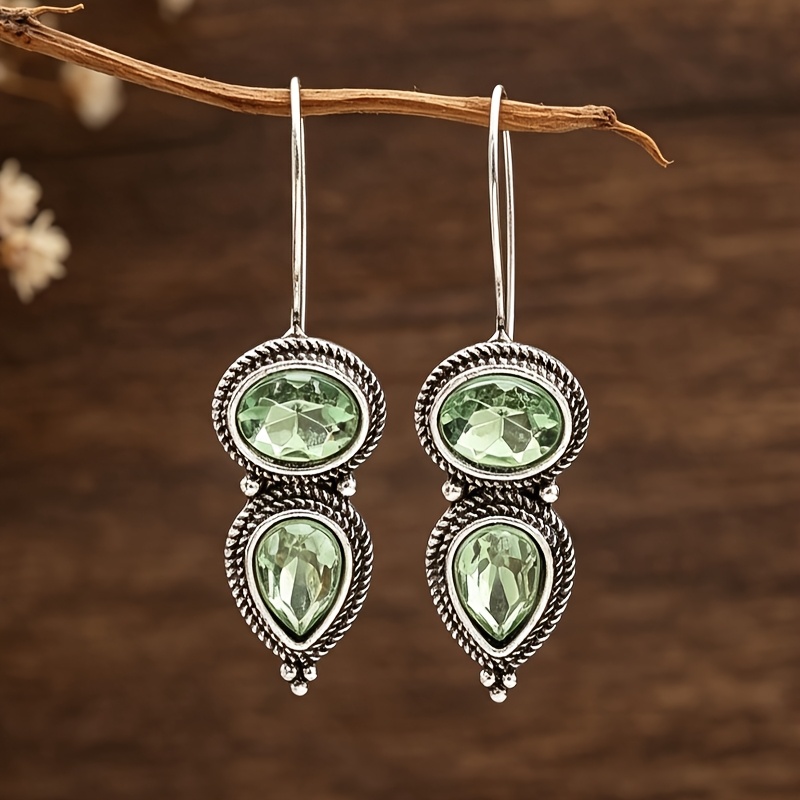 TEMU 1 Paire de Boucles d'Oreilles Style Bohème Géométrique Incrustée en Résine Alliage de