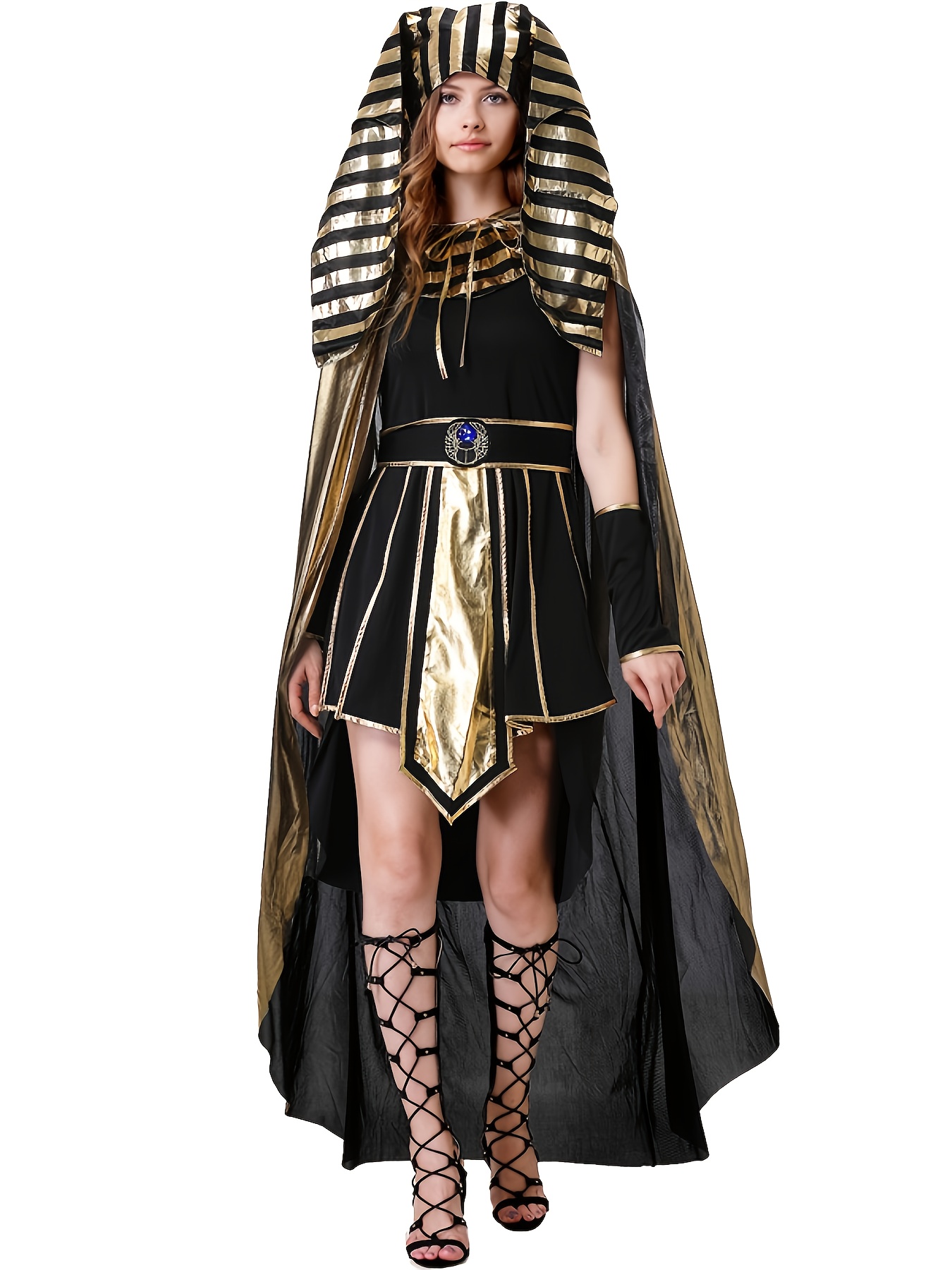 slim fit dress slacks Women Black Cleopatra Dress Costume Set with Necklace, Belt, Headband