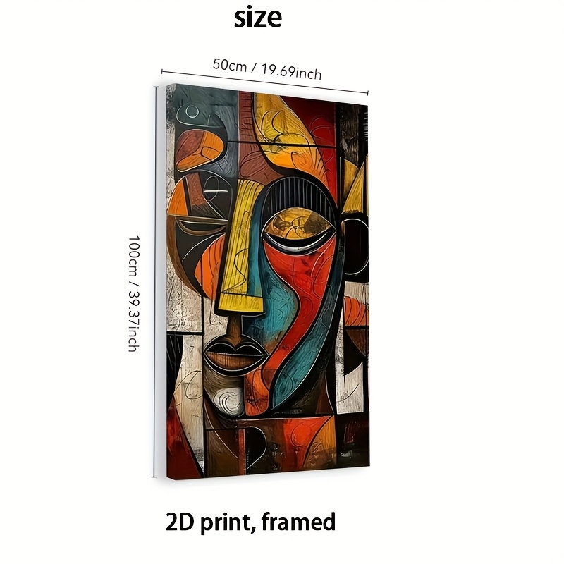 TEMU 2d Flat, 2d Flat, Framed Abstract Wall Art Picasso In A 2d - A Geometric Canvas Print Suitable For Interior And , Living Rooms, Bedrooms