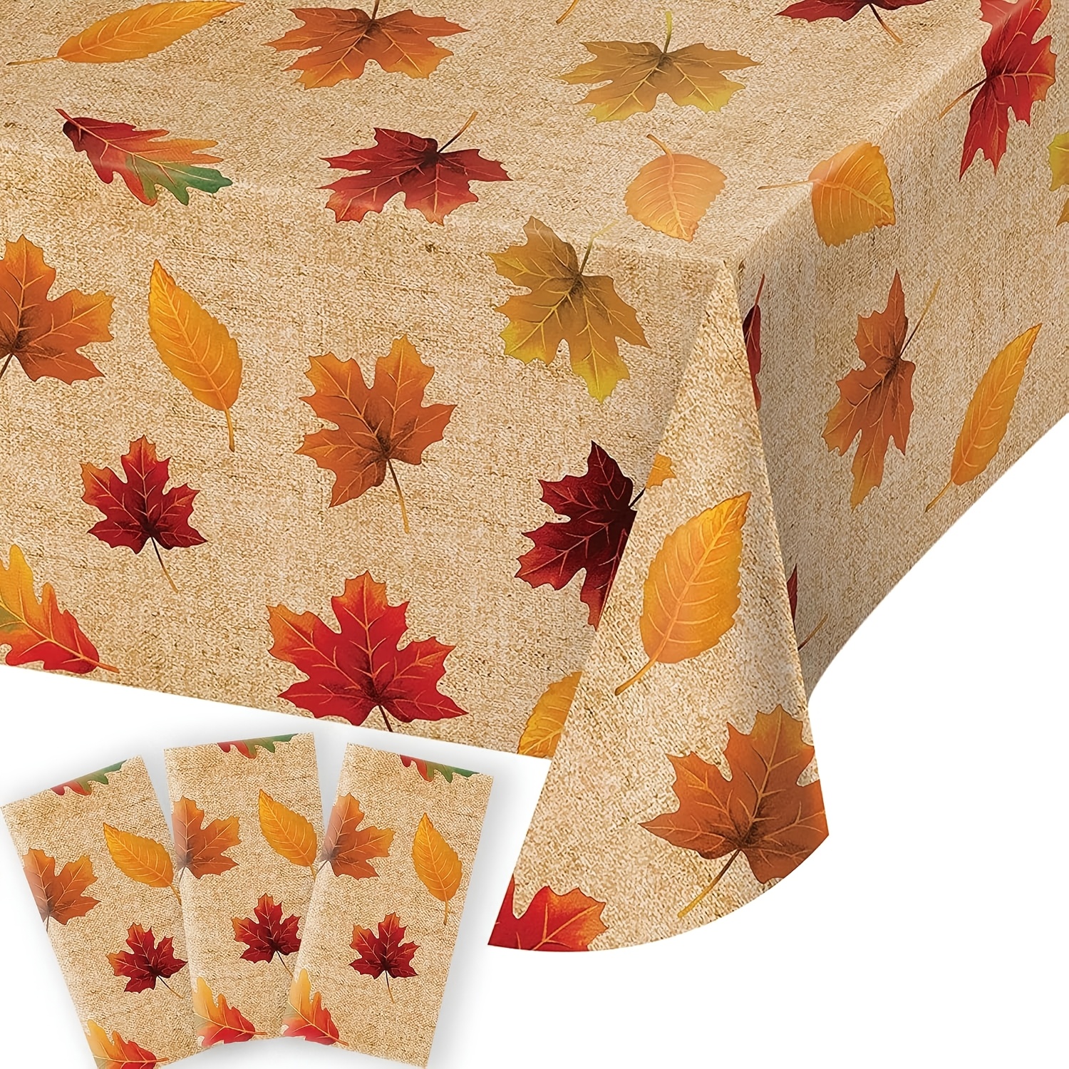 Maple Leaf Tablecloth Set 3pcs Thanksgiving
