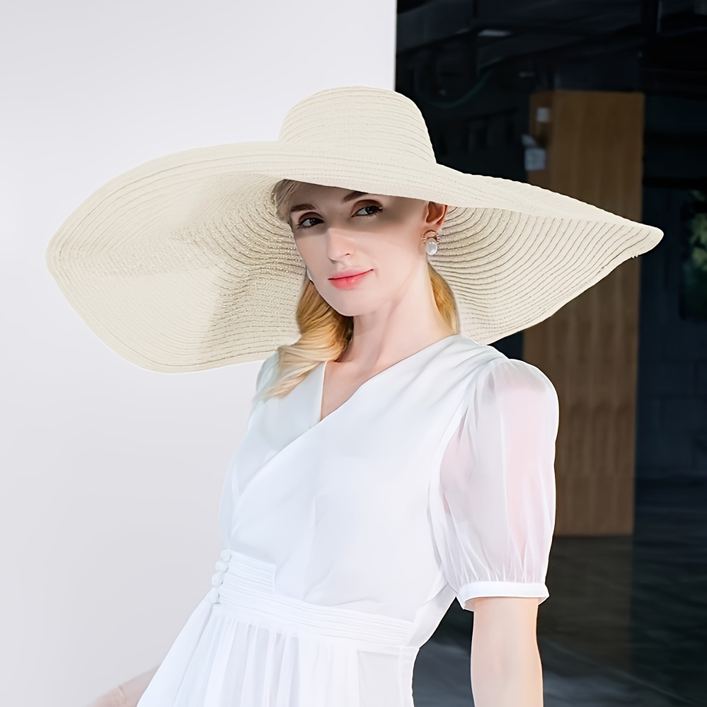 Extra Large Brim Handmade Straw Hat Black White Color Block - Temu United  Kingdom