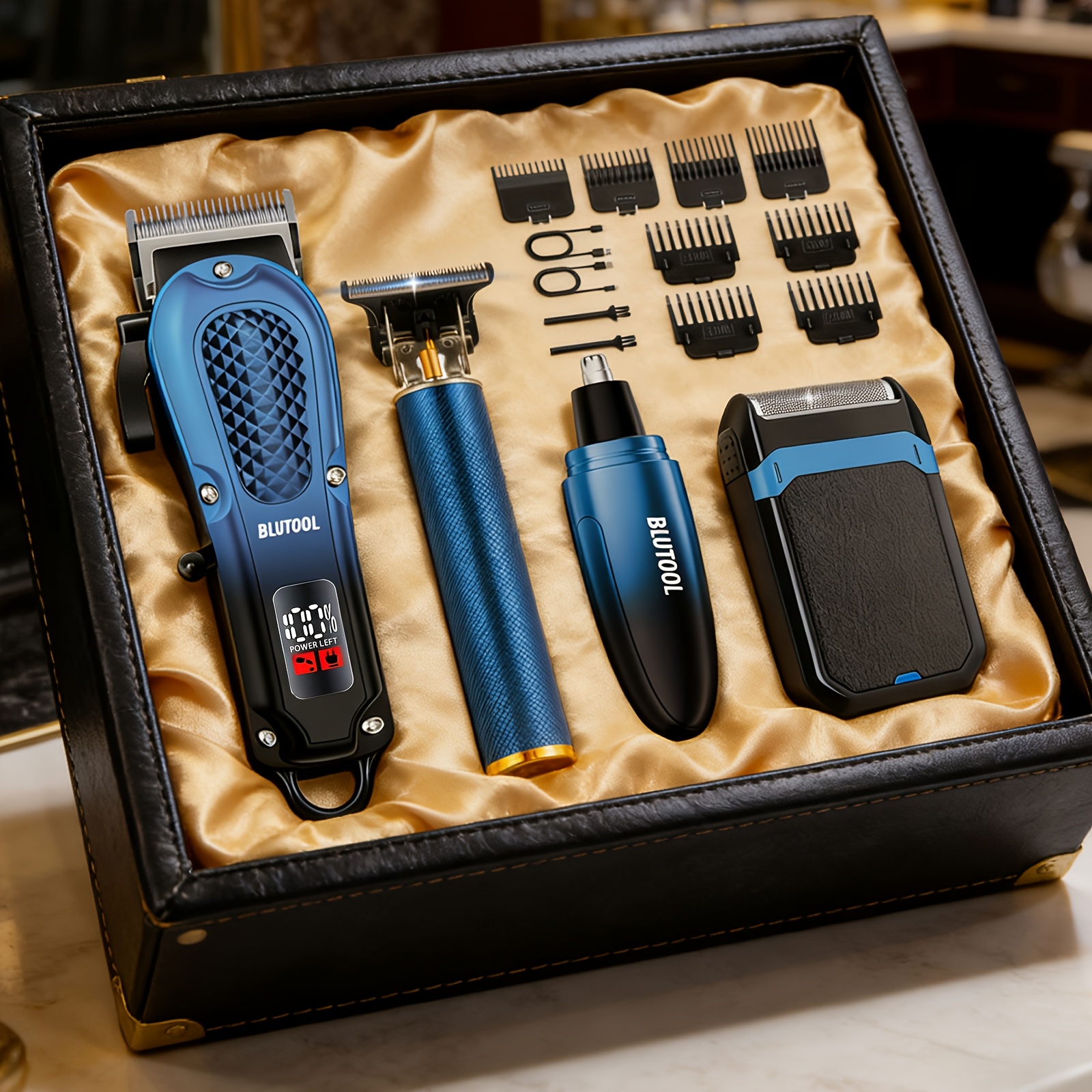 mens hair clipper professional electric hair trimmer beard trimmer and rechargeable shaver set led display mens grooming tool kit suitable for daily grooming and as a gift for men