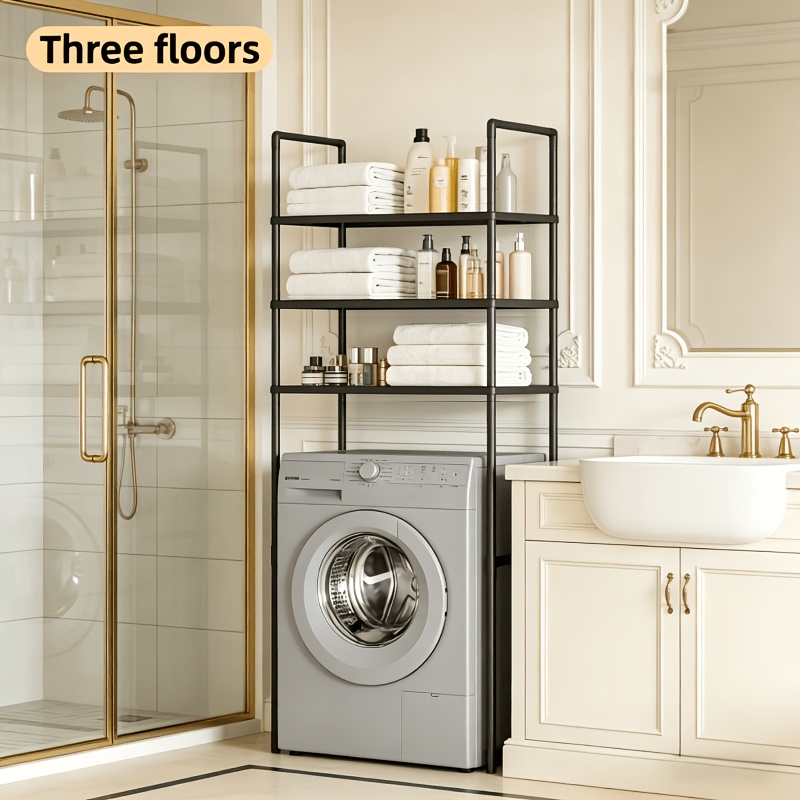 TEMU Three-tier Metal Storage Rack, Sturdy And Space-saving, Above Toilets Or Washing Machines. Versatile Storage For Kitchens, Bathrooms, Bedrooms,
