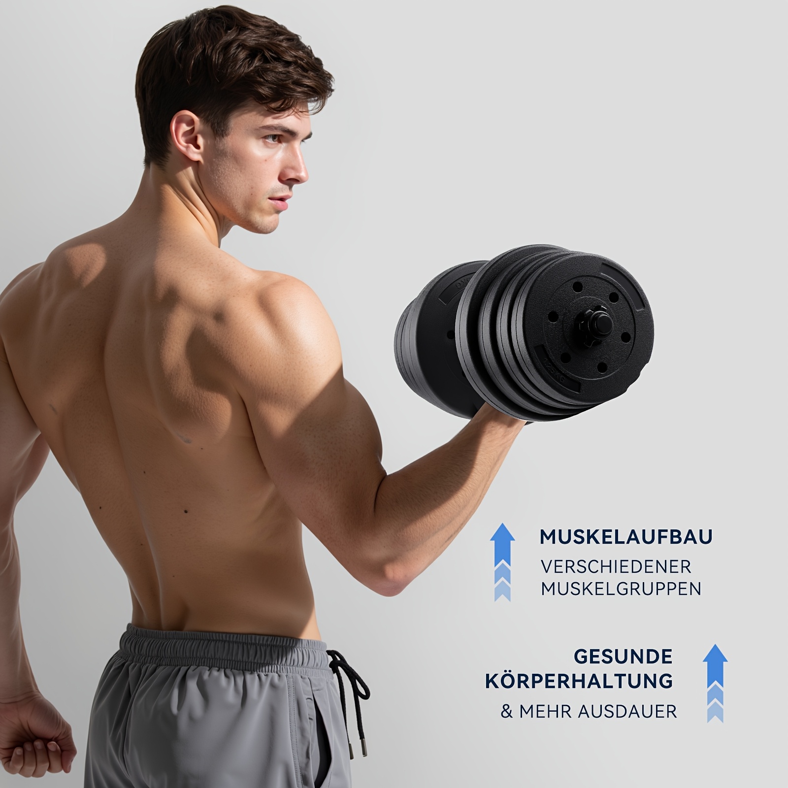 2-in-1 Adjustable Dumbbell Set 30kg | Dumbbell & Barbell Set | Home Gym Equipment for Strength Training, Muscle Building, Arm Workouts & Full-Body Fitness | Space-Saving Design for Home Workouts