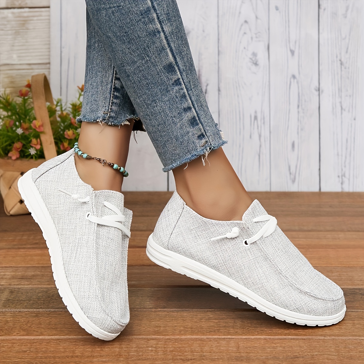 Womens Fashion Canvas Sneakers - Stylish & Comfortable, Round Toe Low Top, Lightweight Walking Shoes for Everyday Wear