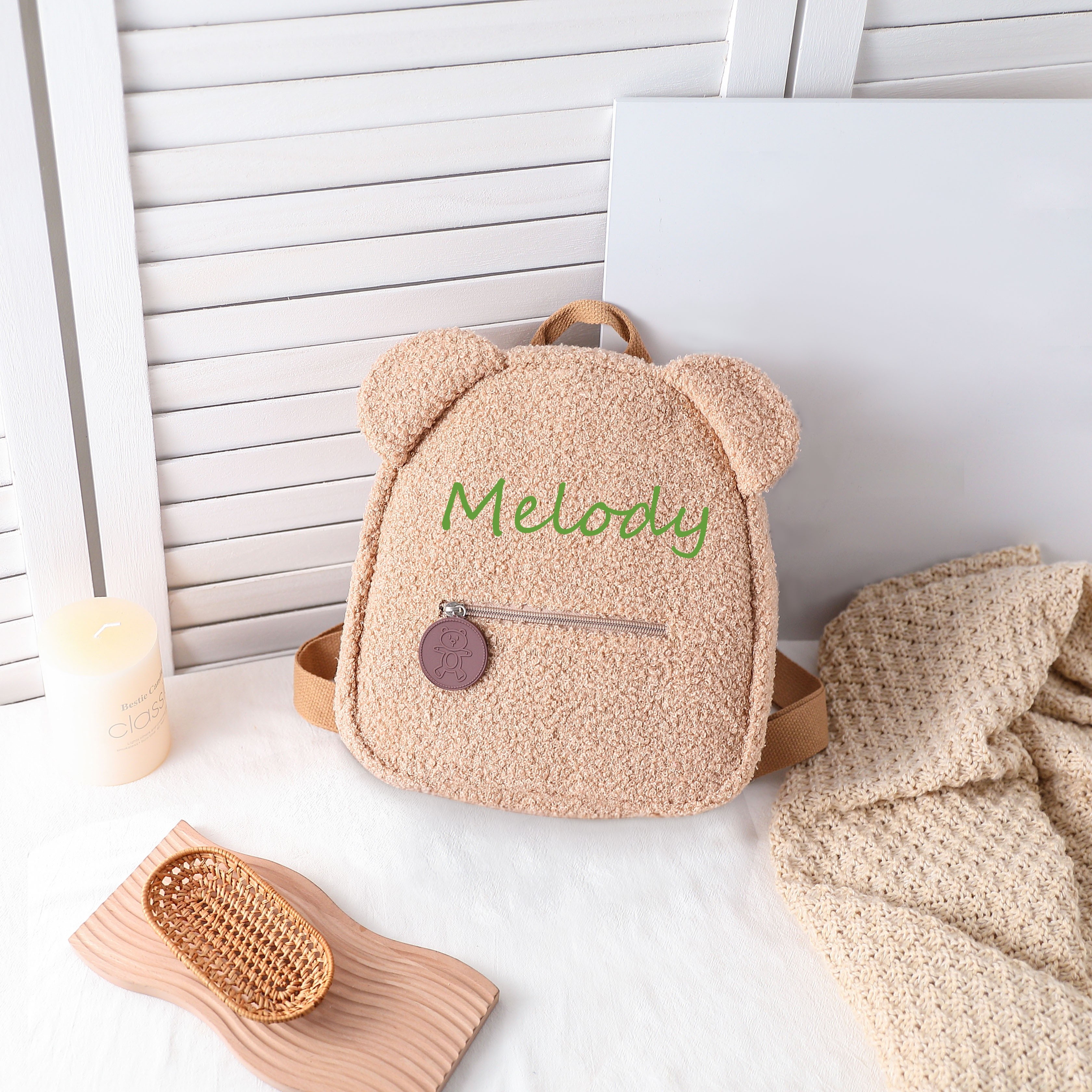 

Personalized Name Embroidery, , Storage , Bear Ear , Bag, Suitable For ,
