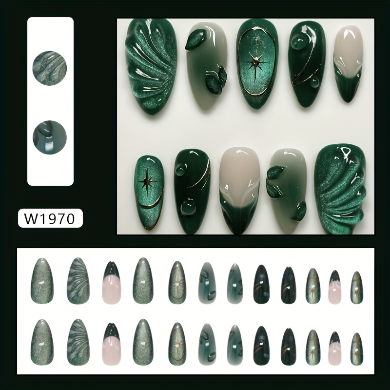 Image of Trade 3d Green Wavy Removable Wearable Nail Art