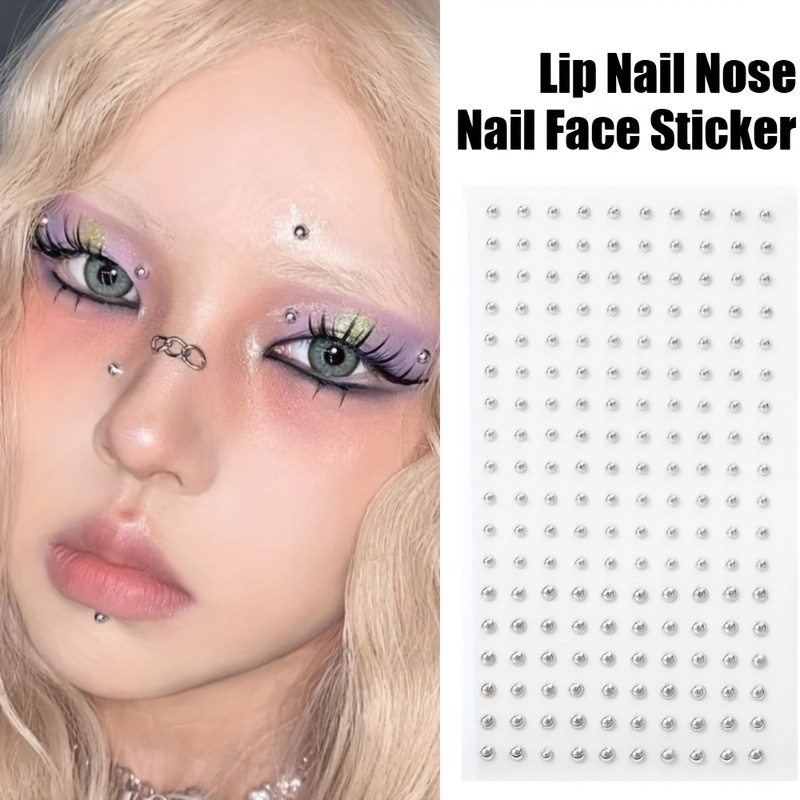 

180pcs 1set, Non-piercing Lip Stud Stickers, Self-adhesive And Reusable, Gothic Rock Style Facial Decoration Stickers, Suitable 14 And Up